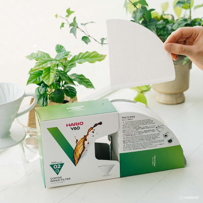 V60 Filter Papers 02, White, Box (100 sheets) | Mikro Coffee Roasters Torquay