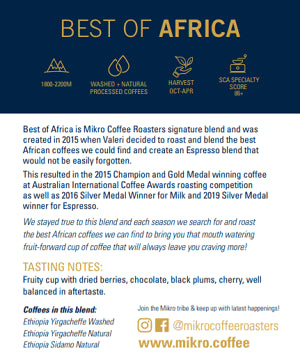 African Espresso Blend roasted with premium ethiopian coffee