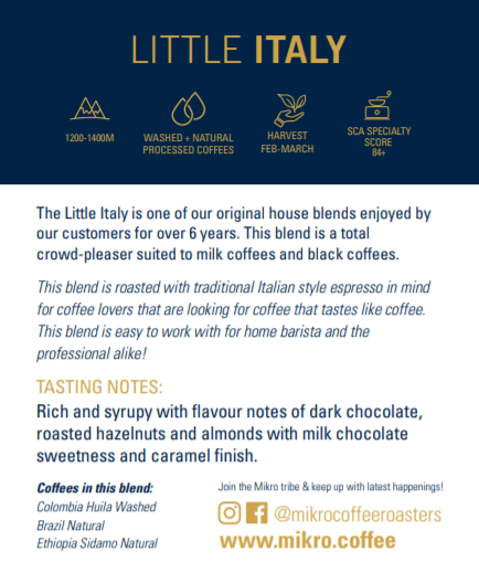 Little Italy Blend Subscription - Mikro Coffee Roasters Torquay